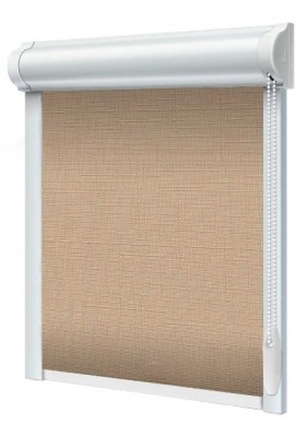 Materiałowe rolety w kasecie Len na wymiar Jasnobrązowy