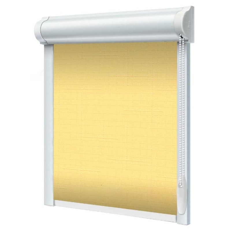 Materiałowe rolety w kasecie Len na wymiar Żółty