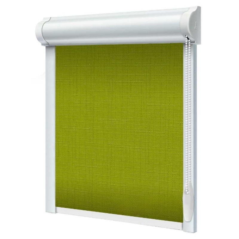 Materiałowe rolety w kasecie Len na wymiar Zielony