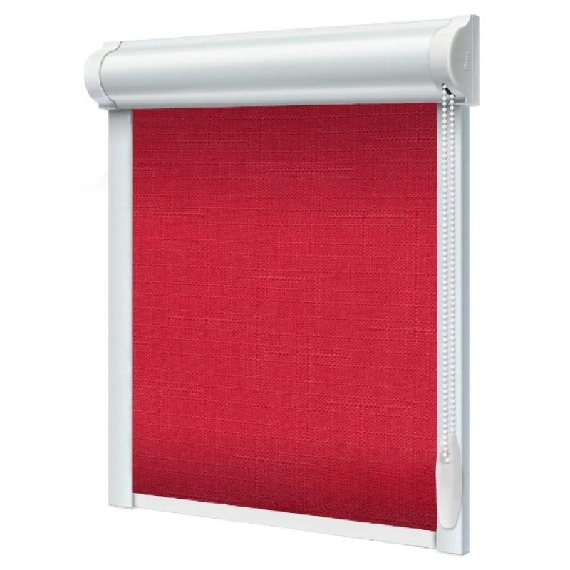 Materiałowe rolety w kasecie Len na wymiar Czerwony